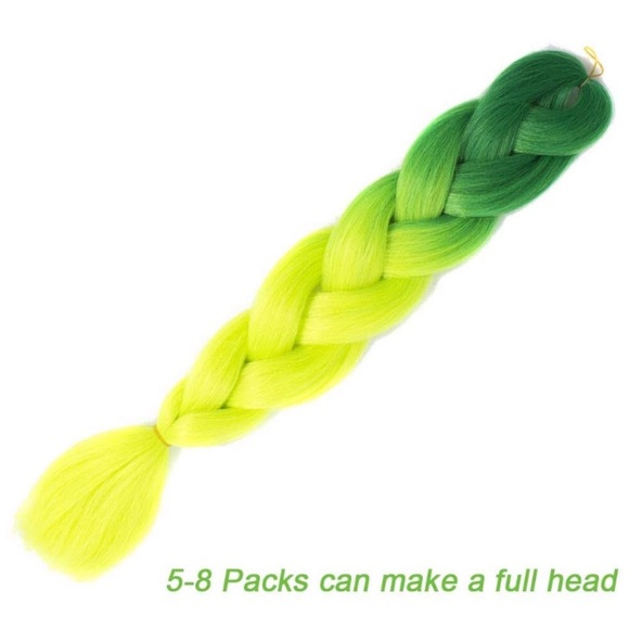 5 packs of Green yellow ombré braiding hair *NWT*